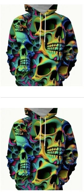 HALLOWEEN COSTUME PROP π» UV BLACK LIGHT SKULL π PULLOVER HOODIE β οΈ
