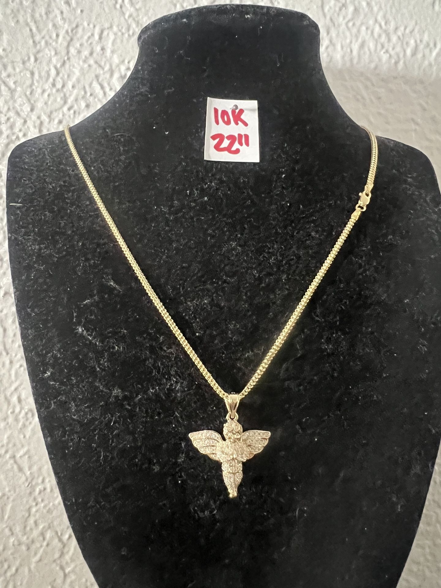 10K Yellow Gold Chain and Pendant For Wedding 22 Inches Long