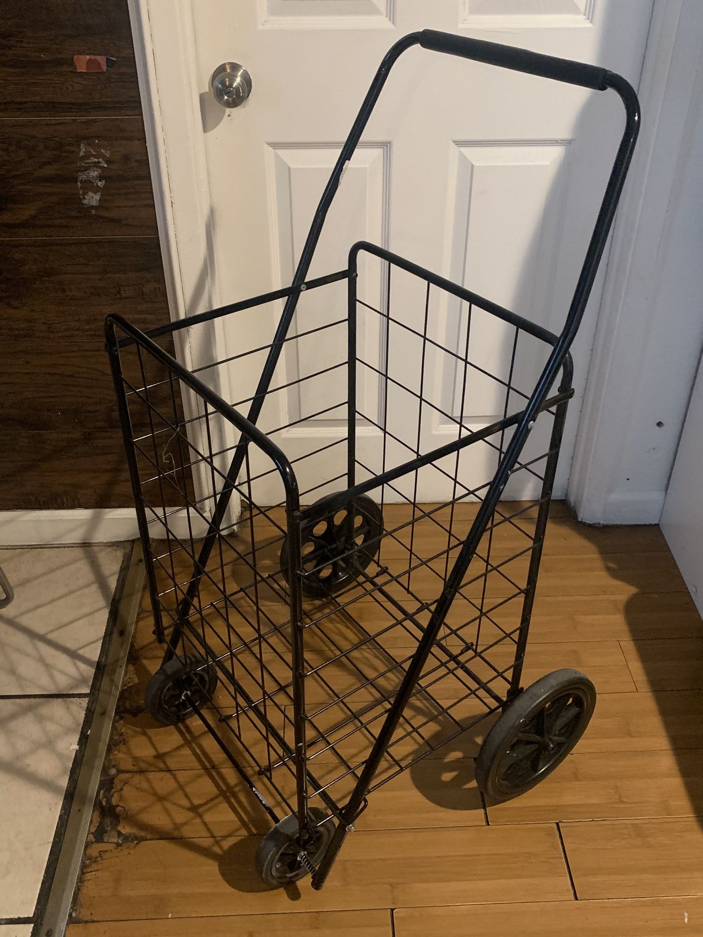 Black Rolling Metal Shopping / Utility Cart 