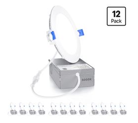 Ensenior 12 Pack 4 Inch LED Recessed Ceiling Light, 5000K, 750LM 9W 120V