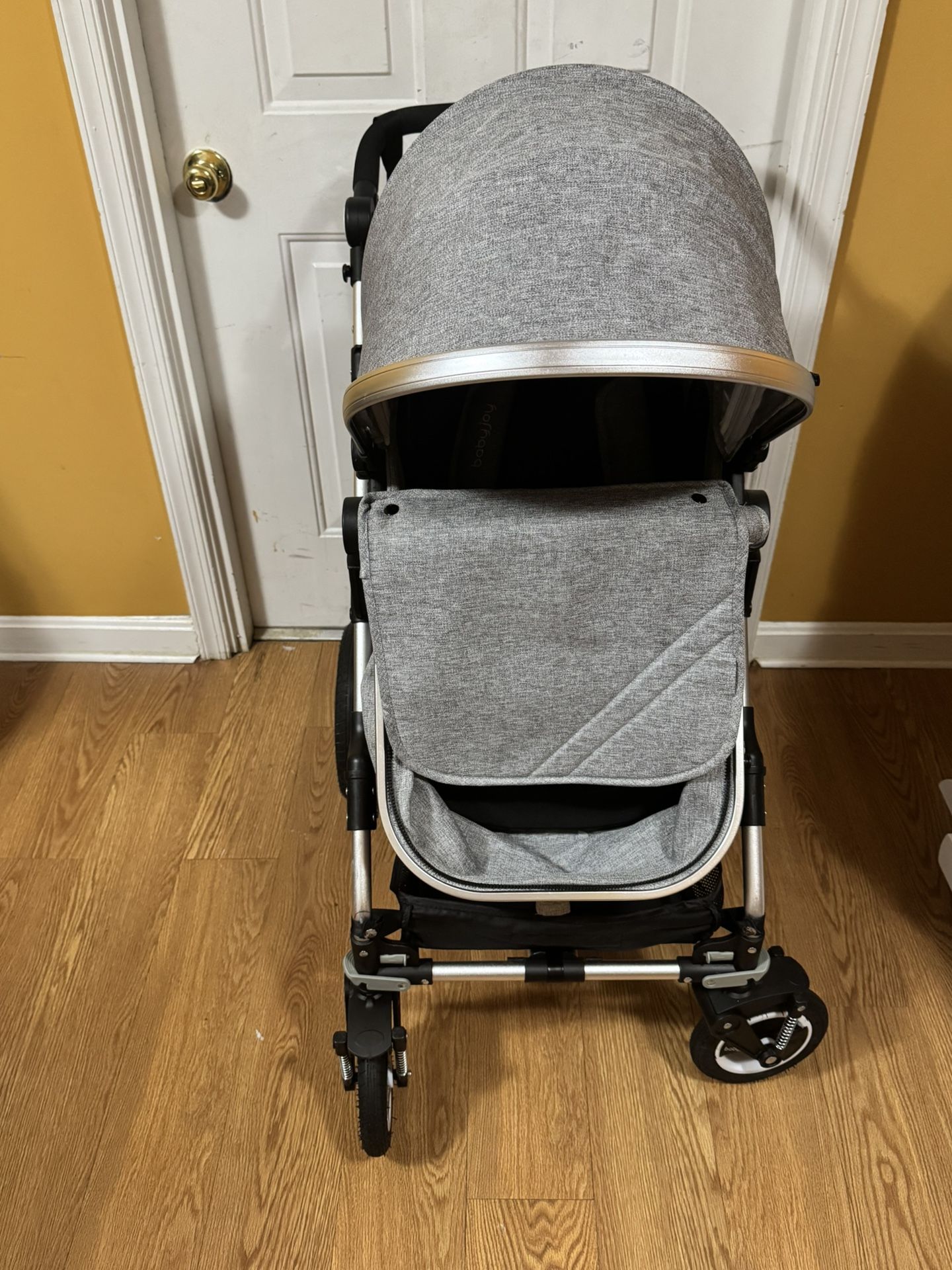 Kinder King Cozi 2 Convertible Baby Stroller, Folding High Landscape Infant Carriage, Adjustable Canopy, Diaper Bag, Anti-Shock