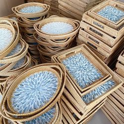 Wicker Nordic creative color shell fruit plate decorative item, jewelry storage tray, tea tray, storage basket