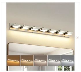 48 in. 7-Light Nickel LED Bathroom Vanity Light with 5-CCT Adjustable Switch and Acrylic Lampshade
