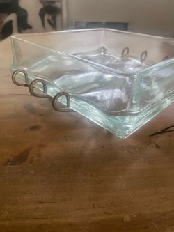 MCM Glass and brass tray dish catch all decor
