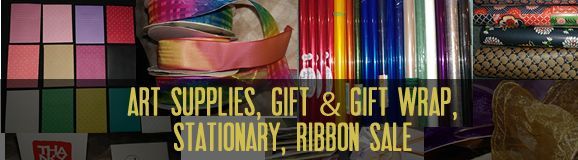 Art supplies, gifts, gift wrap, ribbons, stationery