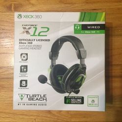 Xbox 360 amplified stereo gaming headset wired turtle beach ear force x12 new