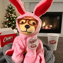 Plush Raising Cane’s A Christmas Story Pink Bunny Plush Collectible RARE