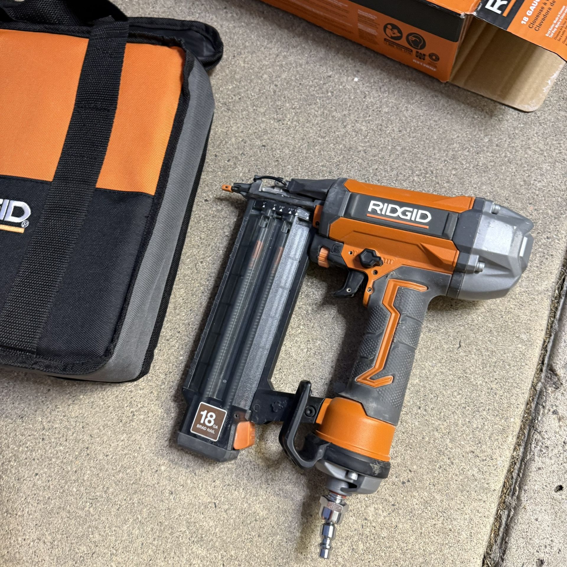 RIDGID Pneumatic 18-Gauge 2-1/8 in. Brad Nailer with CLEAN DRIVE Technology, and Tool Bag