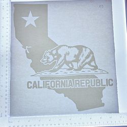 Iron On Heat Transfer  Good For T-shirts Sweaters Jackets T Shirt Design Size Is About 12x10  California Republic Bear #83
