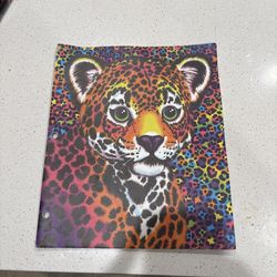 Lisa Frank 2 Pocket Portfolio Folder 3-Hole Leopard Cub Hunter Rainbow 2015