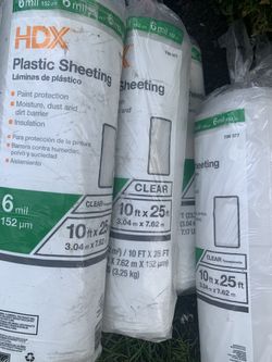 6 Mil Plastic Sheeting  $10 Each 