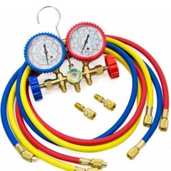 Manifold Gauge Set R410A R22 R404A HVAC A/C Refrigeration Charging Service Diagnostic Refrigerants 5ft Hose