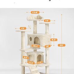😀 Yaheetech 54inch Cat Tree Tower, Cat Tower Furniture Scratch Post for Kittens Pet House Play, Beige 