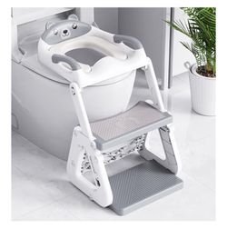 Orzbow 2-IN-1 Potty Training Toilet Seat With Step Stool For Toddler, Grey