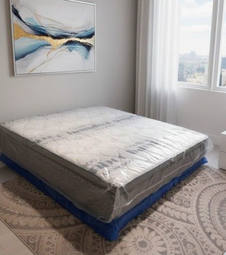 New KING SIZE MATTRESS PILLOW TOP PLUSH FIRM WITH BOX SPRING SET FREE //COLCHON QUEEN KING SIZE NUEVO