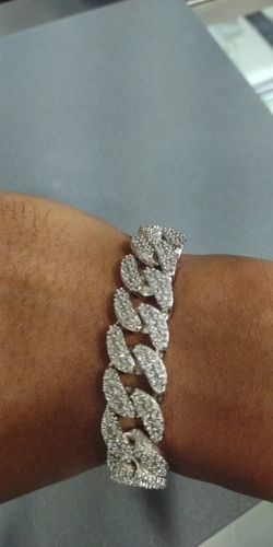.925 S/S Diamond Cuban Link Bracelets and Necklaces