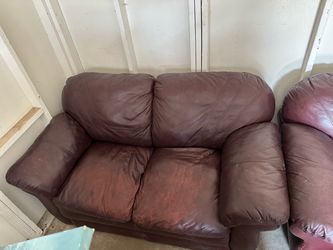 Burgundy Leather Loveseat Sofa