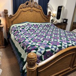 Bed King Canopy Bed - 2 - 3 Drawer Night Stands, a Full 10 Drawer Dresser