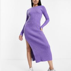 Purple Knit Maxi Dress 