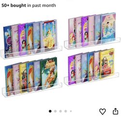 IUBEE 24" Premium Acrylic Floating Nursery Kids Bookshelf Wall Ledge Shelf, Clear Invisible Spice Rack Bathroom Storage Shelves Display Organizer, 50%