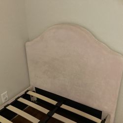 Pink Girl’s Bed, Rug, Chair And Curtains
