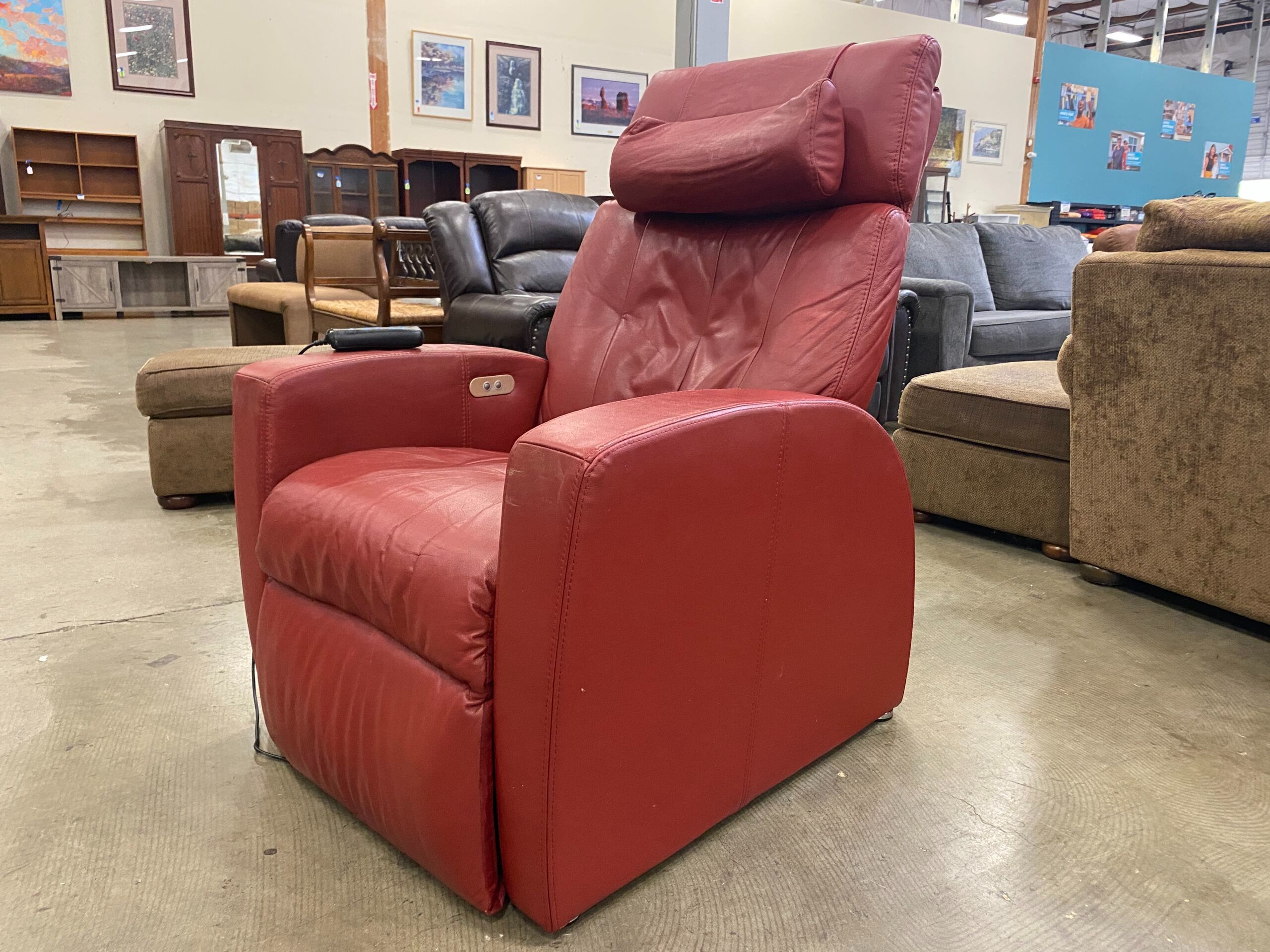POSITIVE POSTURE Red Leather Power Recliner