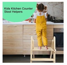 WOOD CITY Step Stool Foldable for Toddlers, Adjustable Kids Step Stool for Bathroom Sink Toilet Potty Training Stool with Handles Child Kitchen Counte