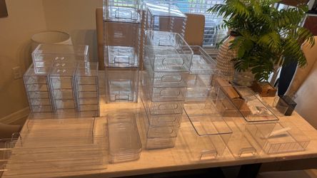 Massive 30+ Piece Clear Acrylic Organizer Storage Lot