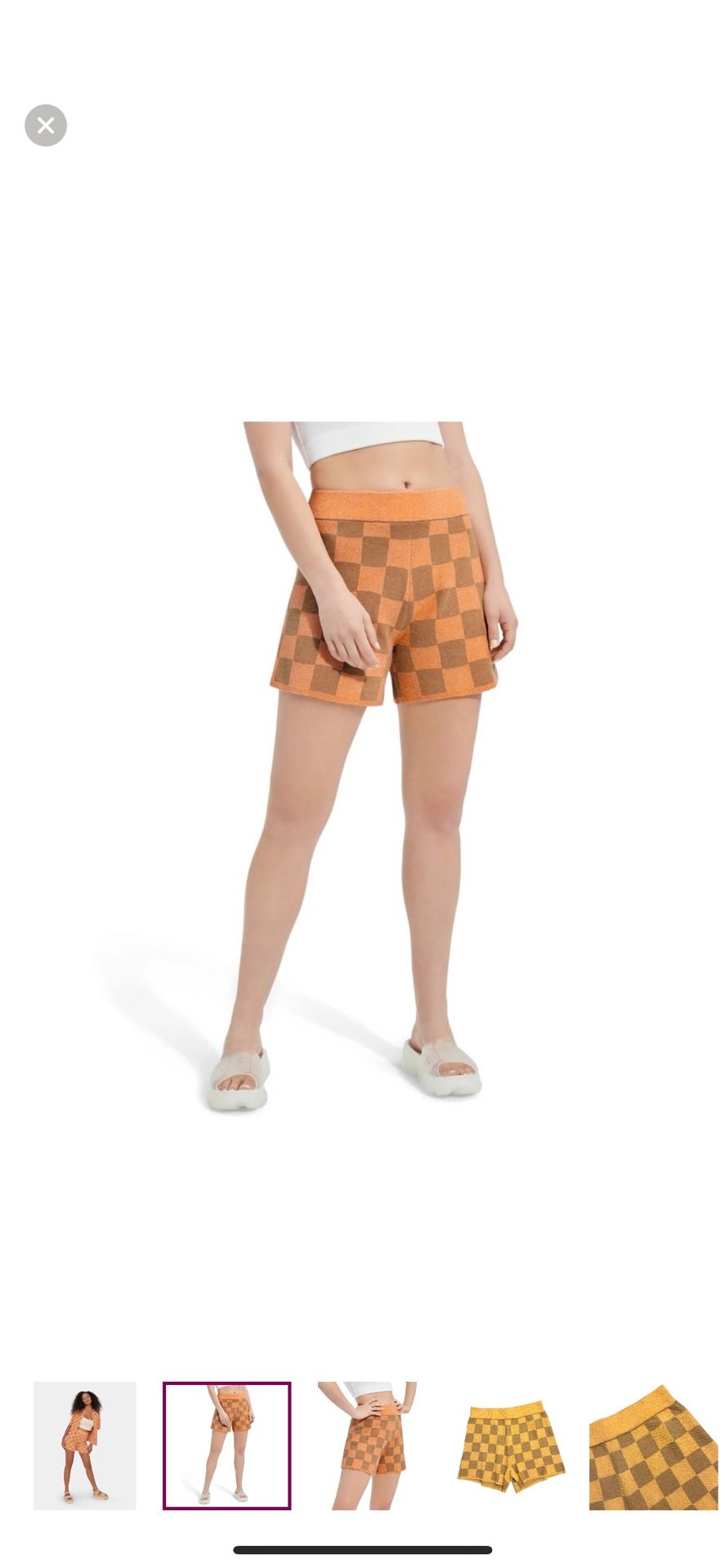 UGG NWT ($128) High Waist Maliah Checkered Soft Linen Blend Knit Shorts M