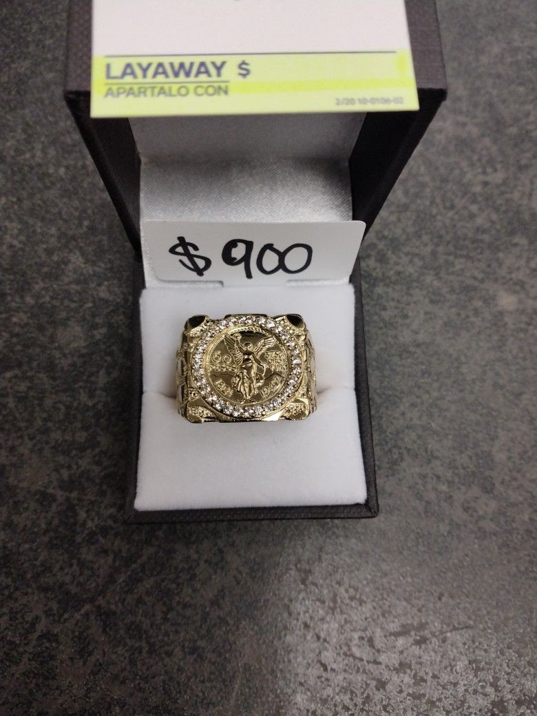 Men's Yellow Gold Coin Ring 10k