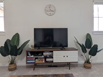 Liberty 63" Mid-Century Modern 3-Shelf TV Stand for TVs up to 60" in Rustic Brown