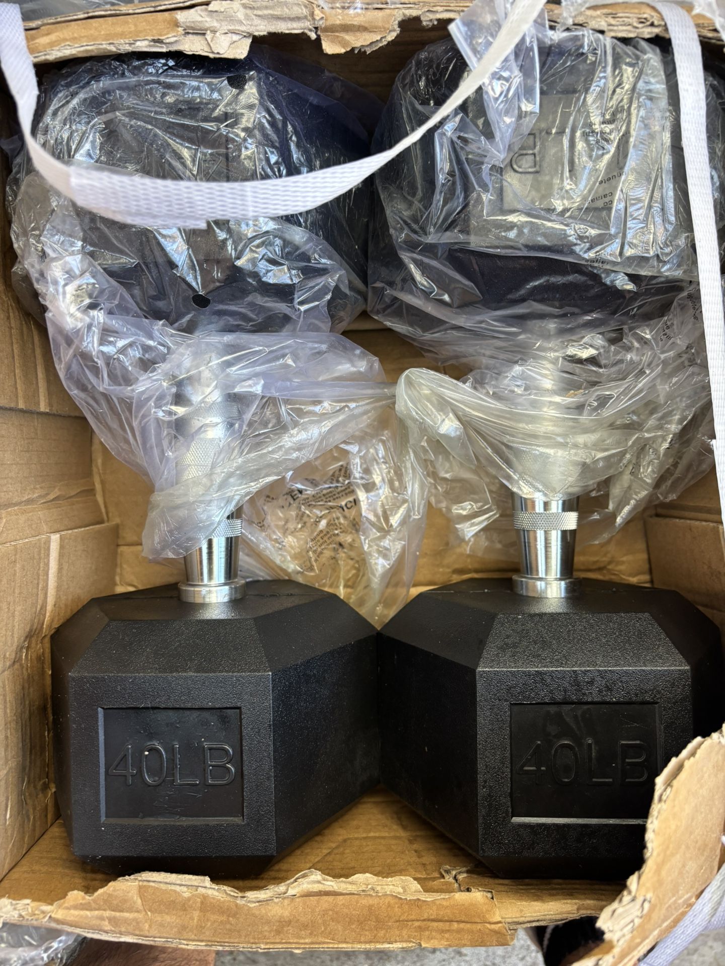 New Rubber Encased Hex Dumbbell Weights 40 lbs Pair Black