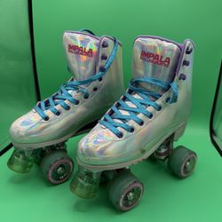 Impala Quad 4 wheel Roller Skates Holographic Size 7 Women’s Good condition