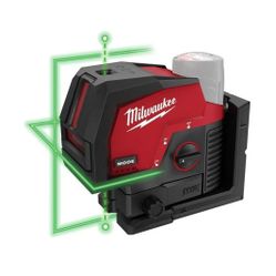 MILWAUKEE M12 12-Volt Lithium-Ion Cordless Green 125 ft. Cross Line and Plumb Points Laser Level (Tool-Only)