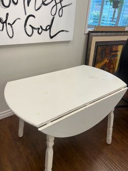 White Wood Drop-Leaf Dining Table