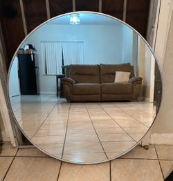 Large Round Wall Mirror Silver Frame