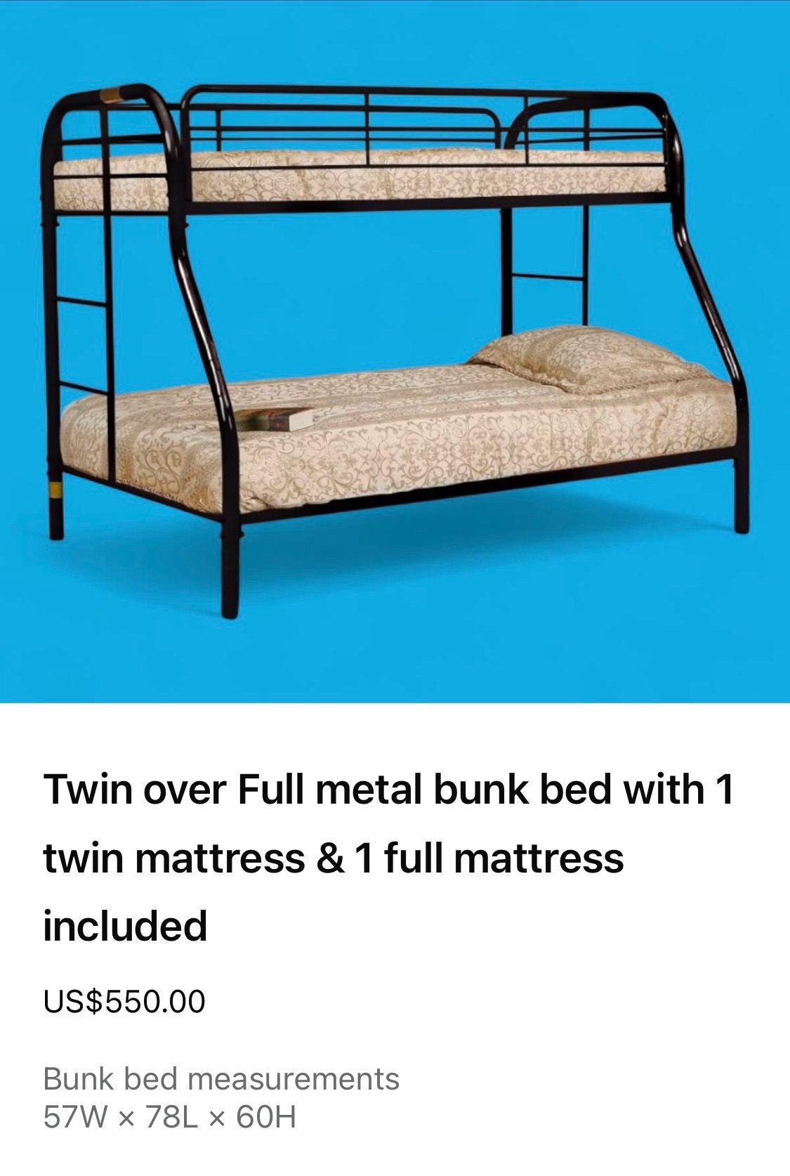Bunk bed with optional mattress