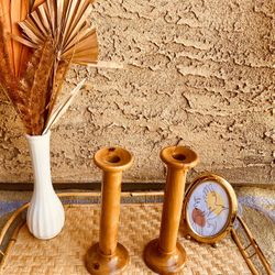 Vintage Wooden Candle Holders