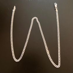 Solid Silver Chain Silver Cuban Link Chain 16in 3mm