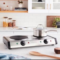 Cuisinart Double Burner Hot Plate, 1800W, Stainless Steel/Black