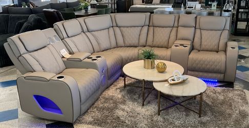 Sectional with Bluetooth Speakers, Wireless Chargers ,Adjustable head rest and Massagers