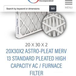 20x30x2 Merv 13 Air Filters 