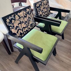 Green Solid Wood Dining Chair 2pcs
