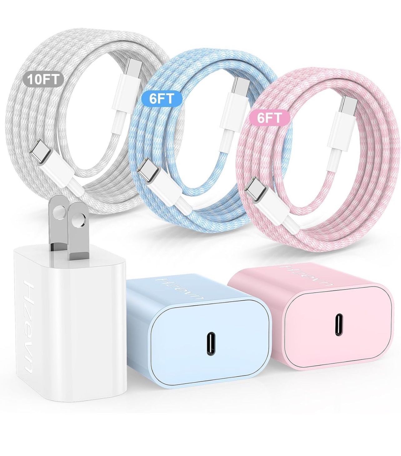 Brandnew Fast Charging for i Phone 15 16 Pro Max Charger 3Pack, 20W Type C Fast Charger Block with 6/6/10ft Long USB C to USB-C Cable Compatible with