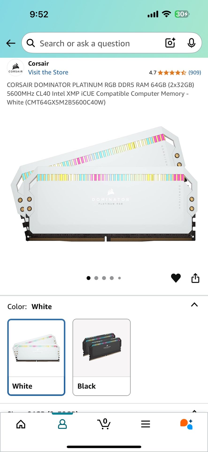 Corsair Dominator Platinum 64bg (2x32gb) DDR5