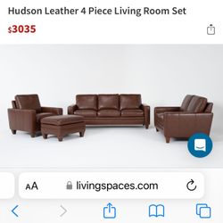 Natuzzi Edition Genuine Leather Sofa, Loveseat And Two Ottomans