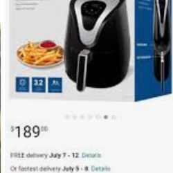 Power Air Fryer XL 3.4 QT Black Electric Programmable AirFryer For Healthy Fried