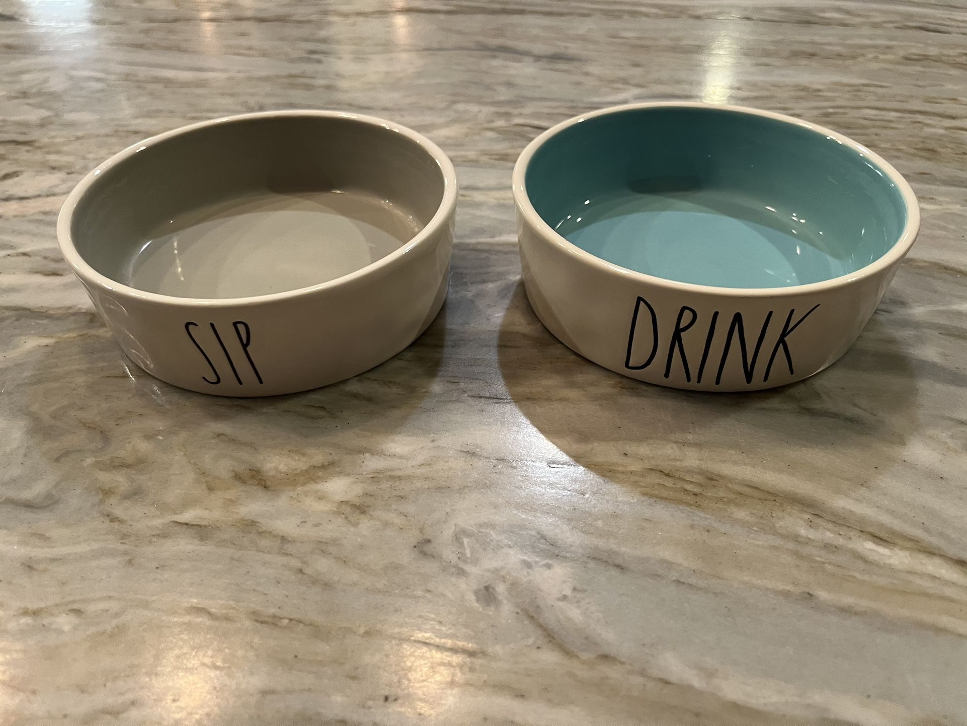 Small Rae Dunn Pet Dishes, Ceramic Cat Small Dog Water Bowls, Drink Sip