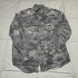 Helix Shirt Men's Medium Camouflage Black Athletic Fit Button Up