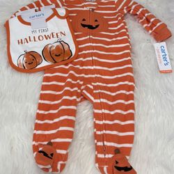 New! Just One You by Carter’s Halloween Footie w/ Bib *NB & 6 Months 